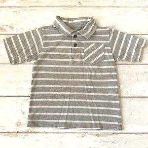 Boys 4T Gray White Stripes Polo Shirt Kids Korner Toddler Short Sleeve Size 4